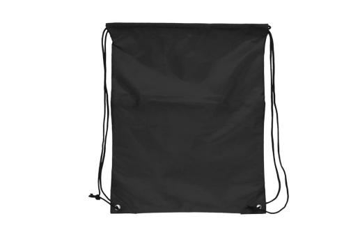 Kordelzugtasche 210T R-PET mit Reißverschluss Schwarz