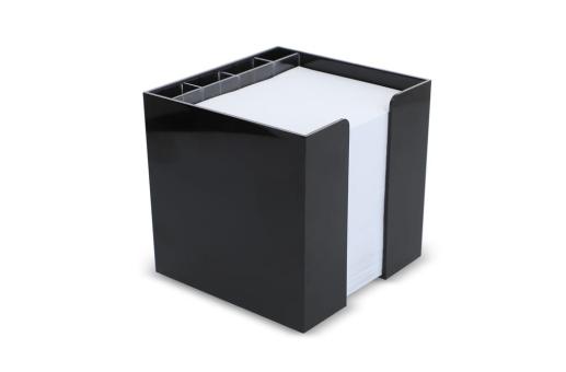 Notizzettel 10x10x10cm in Würfelbox mit Stifteköcher Schwarz