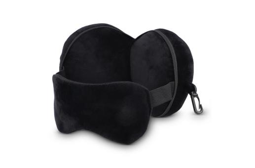 Travel eyemask pillow with zippered case Black