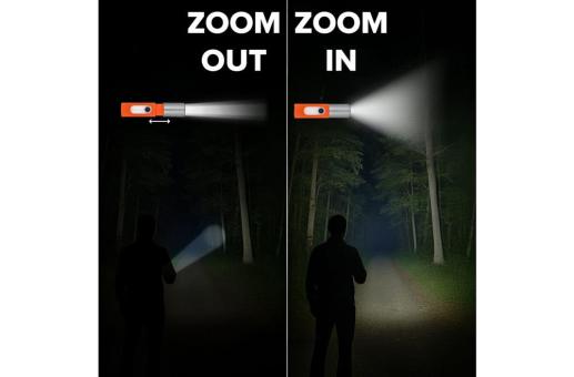 Wiederaufladbare 10-W-LED-Taschenlampe mit Zoomfunktion, 300 lm Weiß