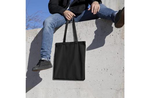 Umhängetasche Baumwolle OEKO-TEX® 140g/m² 38x42cm Schwarz