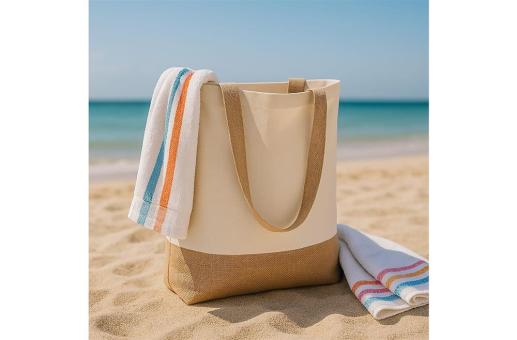 Baumwoll-Jute Tragetasche OEKO-TEX® 41 x 13 x 41cm 320g/m² Ecru