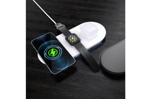 3in1 15 W wireless charger compatible with phones /Apple Watch/AirPod White