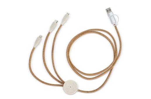 Cork 3 in 1 PD charging &amp; data cable Nature