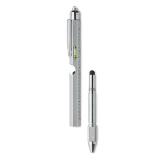 RETOOL Spirit level pen with ruler Flat silver