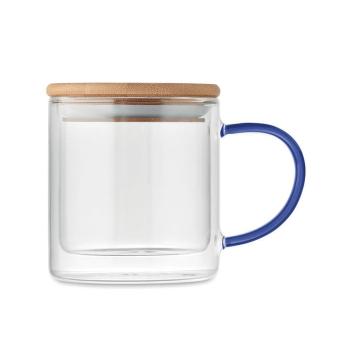 FARBI Double wall borosilicate mug Transparent blue