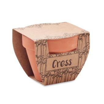 CRESS POT Terrakotta-Topf Kresse Holz