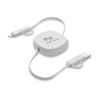 LINEA Einziehbares Ladekabel 60W Weiß