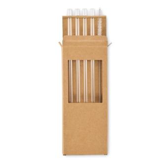 GLAW Glas Trinkhalme-Set Holz