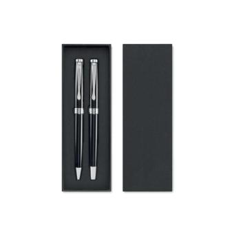 LYON SET Ball pen and roller set Black