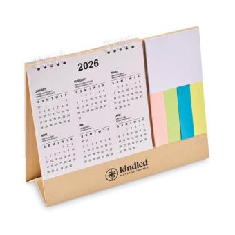 CALENDOO Tischkalender mit Memoblock Beige