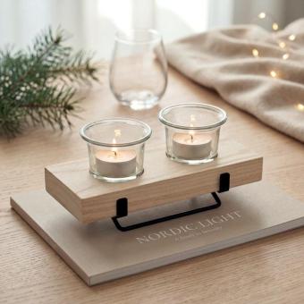 IRONDLE Teelichthalter-Set Holz