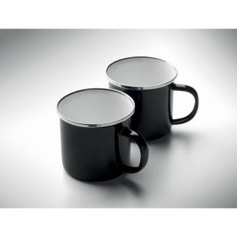 AGRADABLE Fleece blanket & 2 mugs set Black