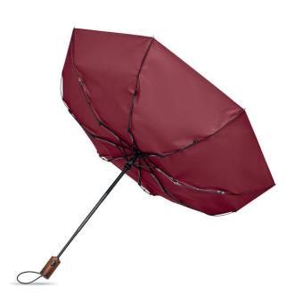RAYNA FOLD 21" auto umbrella wood handle Burgundy