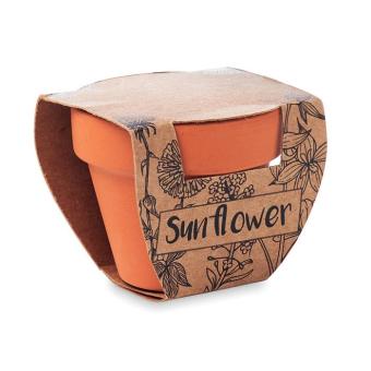 SUNFLOWER Terracotta-Topf Sonnenblume Holz