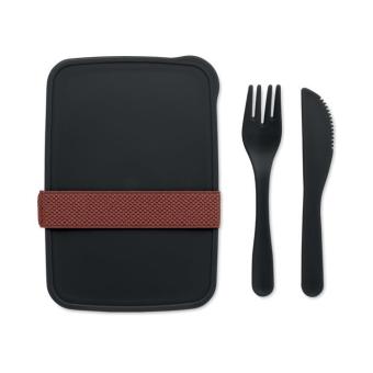 SUNDAY Lunch box with cutlery Black