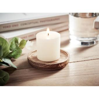 PENTAS Candle on round wooden base Timber