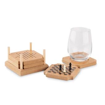 COASTGAME 4-piece coaster game set Timber