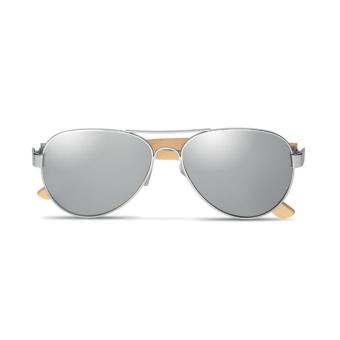 HONIARA Sonnenbrille Bambus Silber glänzend