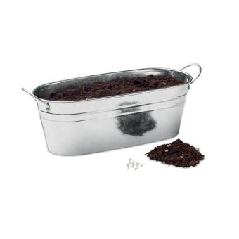 MIX SEEDS Zinc tub with 3 herbs seeds Flat silver