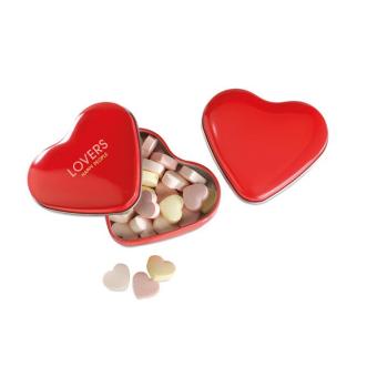 LOVEMINT Heart tin box with candies Red