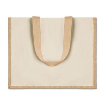 CAMPO DE FIORI Jute and canvas shopping bag Fawn