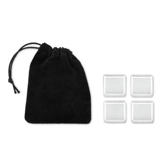 ICY Set of 4 SS ice cubes in pouch Black