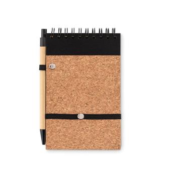 SONORACORK A6 Cork notepad with pen Black