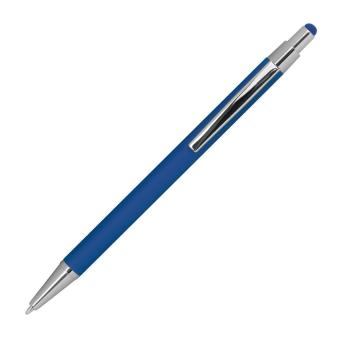Metal ballpen with rubber coating and touch function Aztec blue