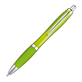 Transparent ball pen with rubber grip Apple green