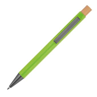 pen made from recycled aluminium with bamboo pusher Apple green