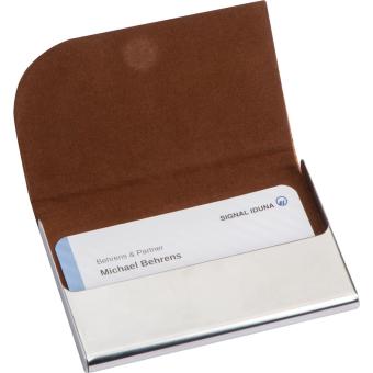 Visitenkarteneui aus Metall mit Korkdeckel Beige