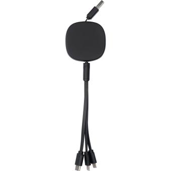 retractable charging cable with bamboo decoration Black