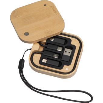 Cable and adapter set in a bamboo box Fawn