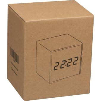 Tischuhr mit schwarzem Display und blauer LED Anzeige Beige