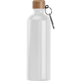 Edelstahltrinkflasche mit Karabiner, 750ml Weiß