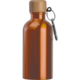 Stainless steel drinking bottle with carabiner, 400ml Orange