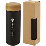 Lumi 300 ml ceramic tumbler with bamboo lid Black