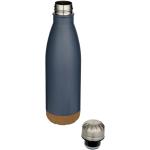 Cove 500 ml double wall vacuum insulated stainless steel water bottle with cork details Light blue/blue pusher