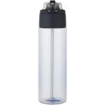 Theron 700 ml RCS recycled plastic water bottle with dual function lid and flip straw Light blue/blue pusher