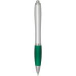 Nash RCS recycled plastic ballpoint pen with silver barrel and coloured grip (black ink) Green
