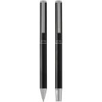 Lucetto recycled aluminium ballpoint and rollerball pen gift set (black ink) Black