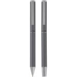 Lucetto Set mit Kugelschreiber und Tintenroller aus recyceltem Aluminium (schwarze Mine) Grau