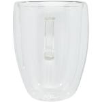 Manti 2-piece 350 ml double-wall glass cup with bamboo coaster Transparent