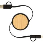 Chechia 100cm 5-in-1 Kabel aus recyceltem Kunststoff, einziehbar, für Datenübertragung und 45W Schnellladung mit Bambusdetails Schwarz