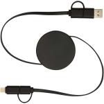 Citala 5-in-1 recycled plastic 90 cm retractable data sync and 40W fast charge cable Black