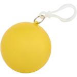 Fog poncho in round plastic container with carabiner Yellow