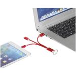 Metal 3-in-1 charging cable with keychain Red