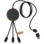 SCX.design C40 5-in-1 rPET light-up logo charging cable and 10W charging pad Bamboo