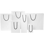 Handgefertigte 170 g/m² Weinflaschentüte aus Integra-Papier mit Kunststoff Kordelgriffen – 12 × 9 × 37 cm Weiß/schwarz